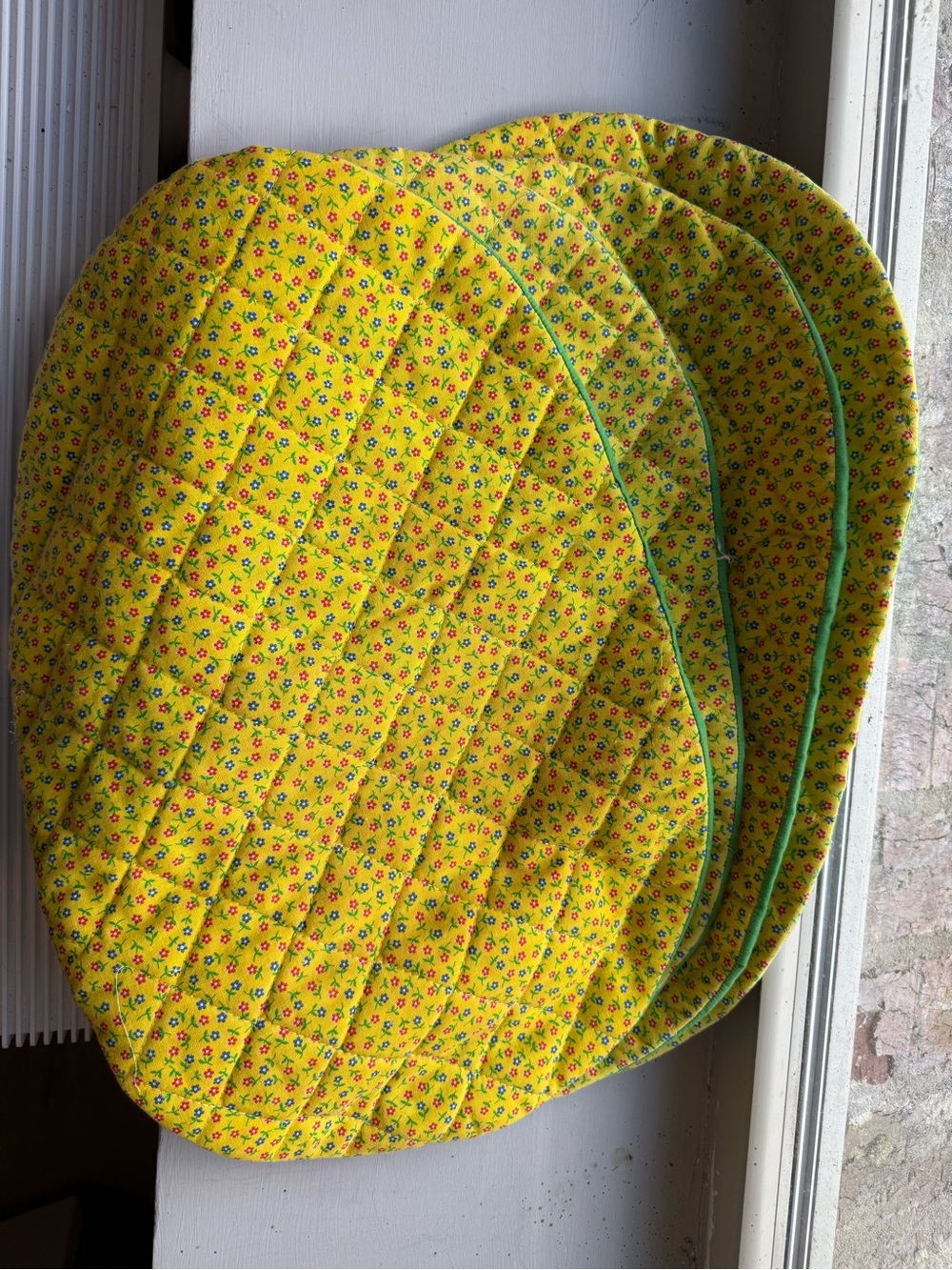 Set of Quilted Yellow Floral placemats